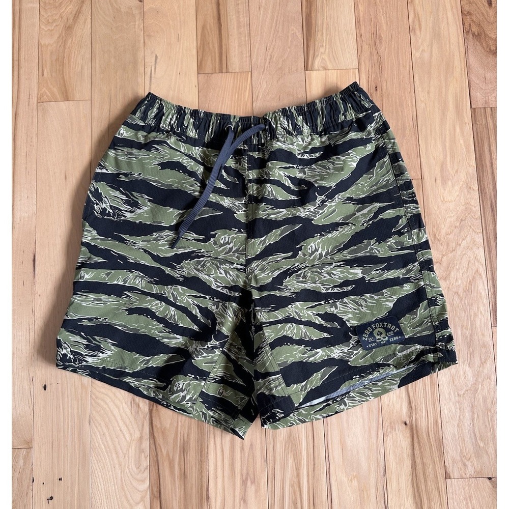 Zero Foxtrot Mens Med Tiger Stripe Camo Athletic Shorts Lined Tactical Workout